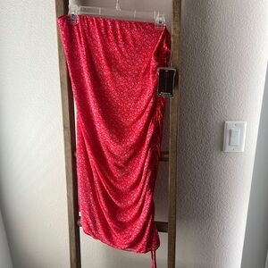 Red Floral Ruched Skirt